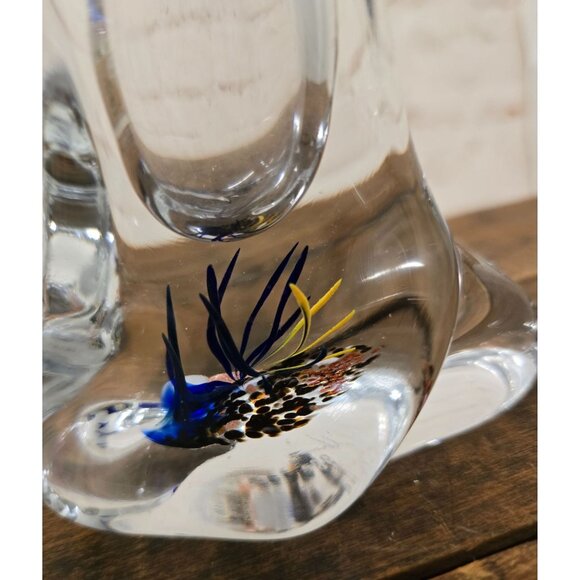 Unique Handcrafted Art Glass Taper Candle Holder Bud Vase Abstract Design Signed - Picture 3 of 11